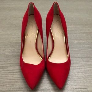 Red suede heels - Jessica Simpson - Like New